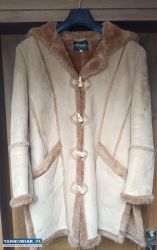 Beżowa kurtka płaszcz  kożuch MIMAR 40 - Obrazek 1