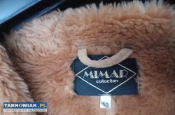 Beżowa kurtka płaszcz  kożuch MIMAR 40 - Obrazek 4