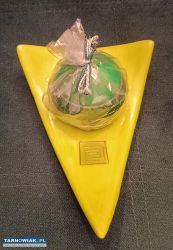 Ceramiczny świecznik ze świąteczną świeczką kulą - Obrazek 1