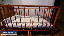 Łóżeczko drewniane dziecięce z materacem - Obrazek 3