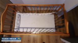 Łóżeczko drewniane dziecięce z materacem - Obrazek 2