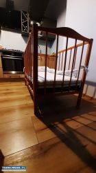 Łóżeczko drewniane dziecięce z materacem - Obrazek 4