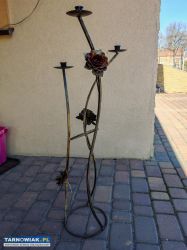 Stary świecznik stalowy, kuty - Obrazek 1