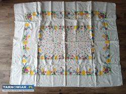 Lniany obrus wielkanocny PRL - Obrazek 1