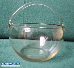 Koszyk szklany bomboniera patera z prl 14cmx14cm - Obrazek 2