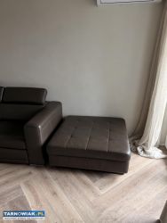 Sofa z funkcją spania + duża pufa ze skóry - Obrazek 2