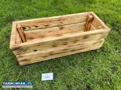 Donica drewniana opalana – Skrzynka na kwiaty - Obrazek 1