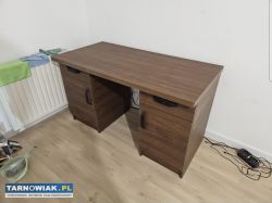 Biurko brąz wenge - masywne porządne biurko 130x65 - Obrazek 1