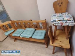 Drewniany stół, ława i 4 krzesła – komplet do kuch - Obrazek 1