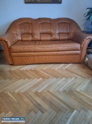 Rozkładana skórzana sofa z 2 fotelami - Obrazek 1