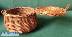 Okrągły wiklinowy kufer kuferek puzderko kasetka - Obrazek 1