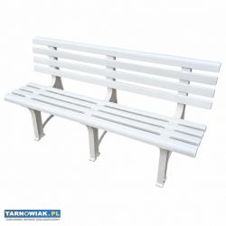 Ławka ogrodowa do ogrodu z oparciem biała 150 cm - Obrazek 1