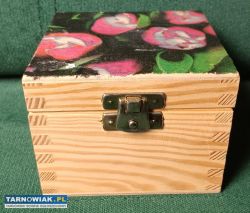 Drewniana szkatułka decoupage herbaciarka pojemnik - Obrazek 1