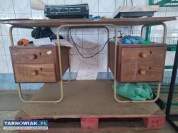 Biurko drewniane na metalowych nogach solidne - Obrazek 1