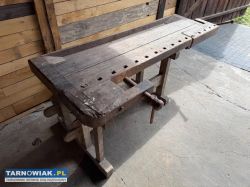 Drewniany stół warsztatowy stolarski antyczny - Obrazek 1