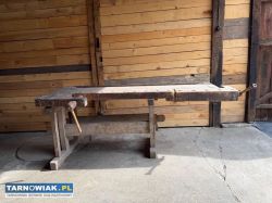 Drewniany stół warsztatowy stolarski antyczny - Obrazek 4