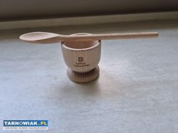 Drewniany kieliszek na jajko z łyżeczką - Obrazek 1