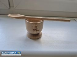 Drewniany kieliszek na jajko z łyżeczką - Obrazek 2